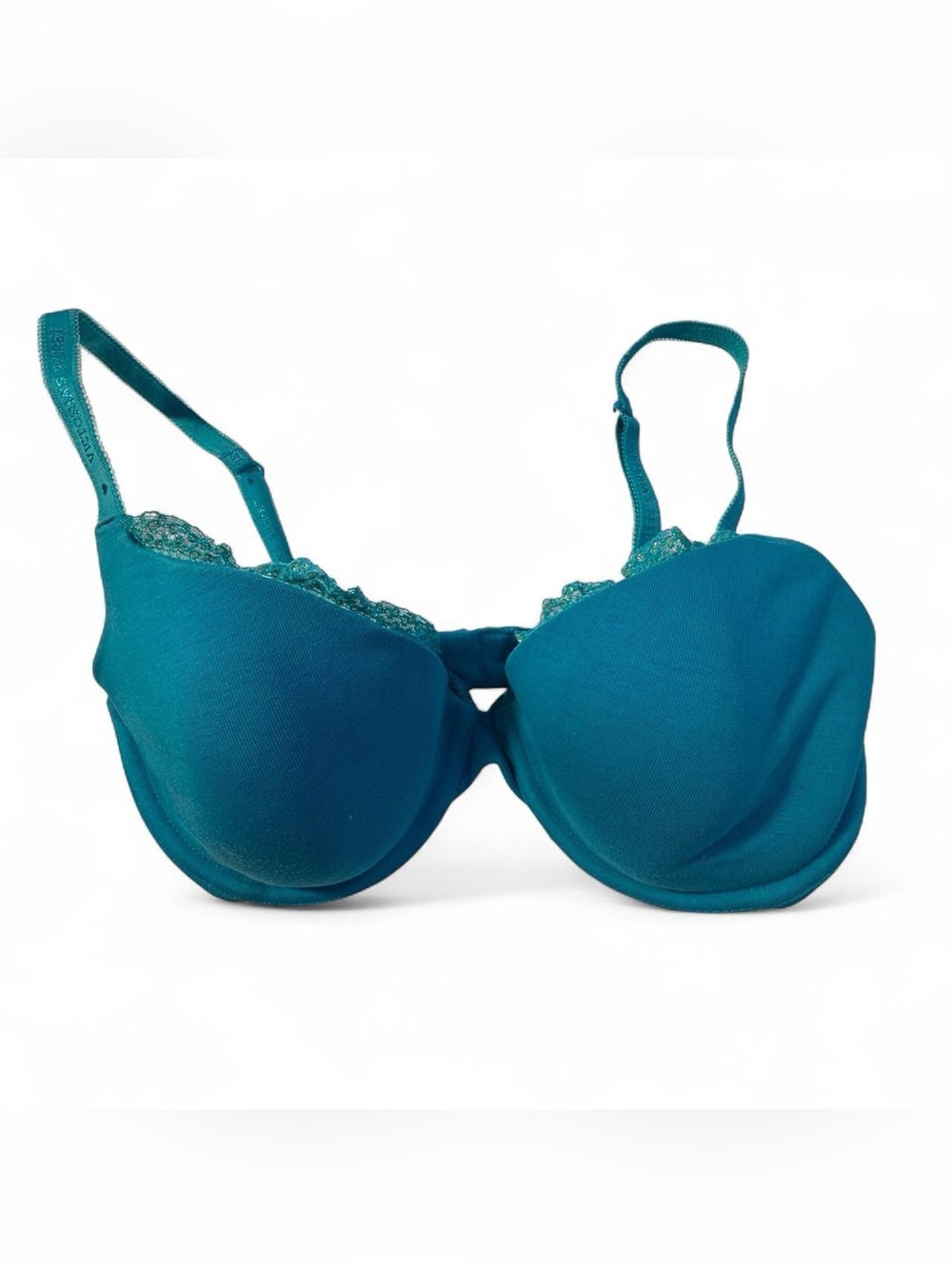 Victoria's Secret Demi Cotton Lace Bra Teal Blue 34D lingerie